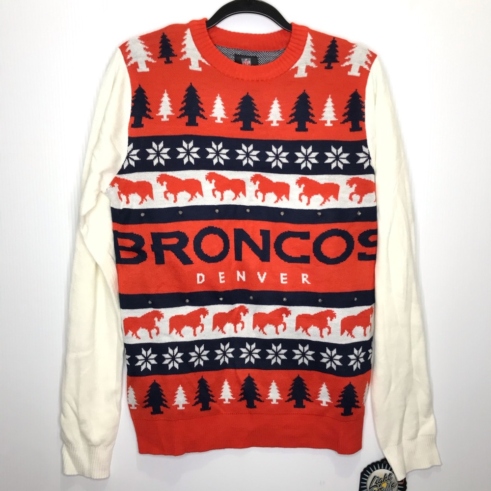Denver Broncos Light Up Sweater NFL Men’s Small